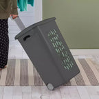 Panier à linge Sterilite Ultra sur roulettes, avec couvercle et poignée, gris plat, lot de 3