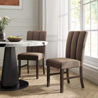 Chaises de salle à manger tapissées de velours Strata de Roundhill Furniture, ensemble de 2, chocolat