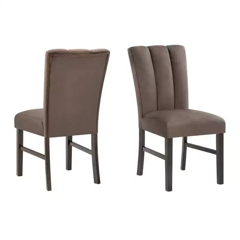Chaises de salle à manger tapissées de velours Strata de Roundhill Furniture, ensemble de 2, chocolat