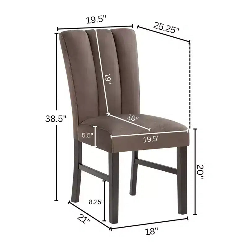 Chaises de salle à manger tapissées de velours Strata de Roundhill Furniture, ensemble de 2, chocolat