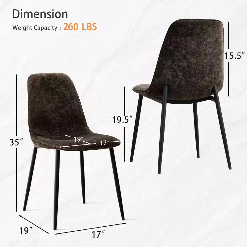 Lot de 4 Chaises de Salle à Manger Rembourrées avec Pieds en Métal Noir, Chaises de Cuisine Modernes en Tissu pour Salle à Manger ou Petits Espaces - Panipeachy