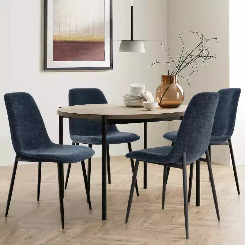 Lot de 4 Chaises de Salle à Manger Rembourrées avec Pieds en Métal Noir, Chaises de Cuisine Modernes en Tissu pour Salle à Manger ou Petits Espaces - Panipeachy