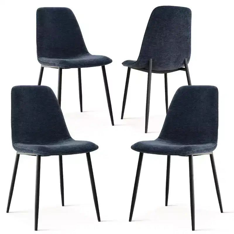 Lot de 4 Chaises de Salle à Manger Rembourrées avec Pieds en Métal Noir, Chaises de Cuisine Modernes en Tissu pour Salle à Manger ou Petits Espaces - Panipeachy