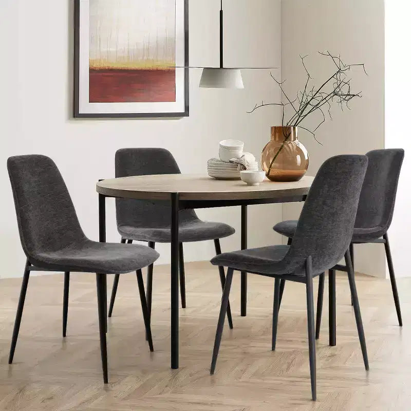 Lot de 4 Chaises de Salle à Manger Rembourrées avec Pieds en Métal Noir, Chaises de Cuisine Modernes en Tissu pour Salle à Manger ou Petits Espaces - Panipeachy