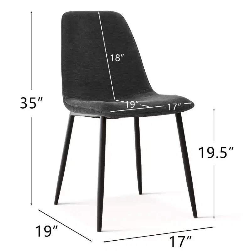 Lot de 4 Chaises de Salle à Manger Rembourrées avec Pieds en Métal Noir, Chaises de Cuisine Modernes en Tissu pour Salle à Manger ou Petits Espaces - Panipeachy