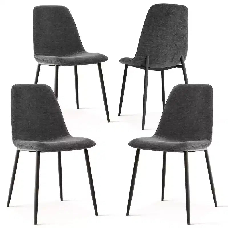 Lot de 4 Chaises de Salle à Manger Rembourrées avec Pieds en Métal Noir, Chaises de Cuisine Modernes en Tissu pour Salle à Manger ou Petits Espaces - Panipeachy