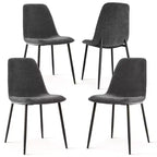 Lot de 4 Chaises de Salle à Manger Rembourrées avec Pieds en Métal Noir, Chaises de Cuisine Modernes en Tissu pour Salle à Manger ou Petits Espaces - Panipeachy