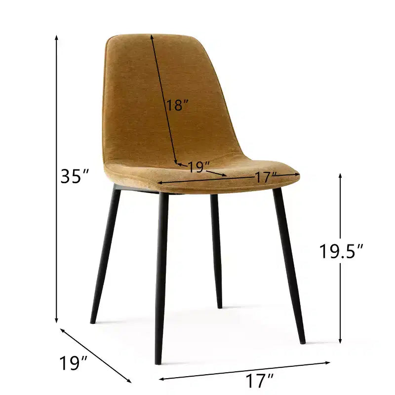 Lot de 4 Chaises de Salle à Manger Rembourrées avec Pieds en Métal Noir, Chaises de Cuisine Modernes en Tissu pour Salle à Manger ou Petits Espaces - Panipeachy