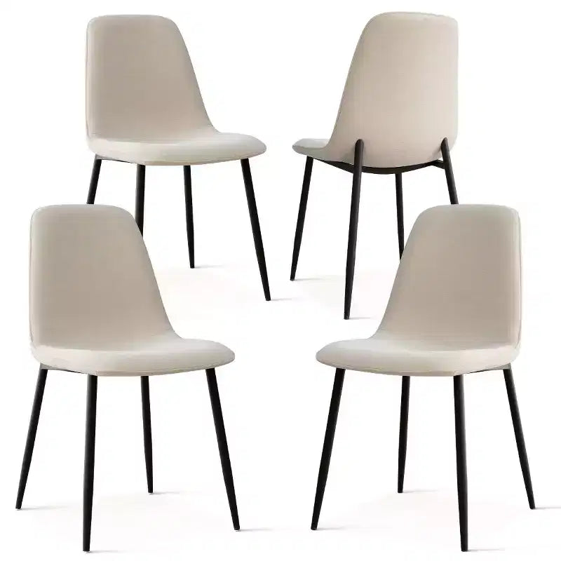 Lot de 4 Chaises de Salle à Manger Rembourrées avec Pieds en Métal Noir, Chaises de Cuisine Modernes en Tissu pour Salle à Manger ou Petits Espaces - Panipeachy