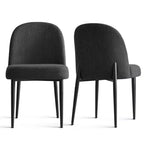 Lot de 8 chaises de salle à manger modernes en lin rembourrées, chaises d'appoint de cuisine sans accoudoirs avec pieds en métal noir pour salle à manger ou cuisine - Panipeachy