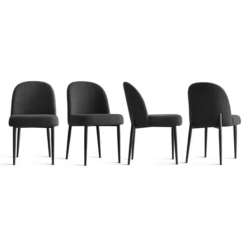 Lot de 8 chaises de salle à manger modernes en lin rembourrées, chaises d'appoint de cuisine sans accoudoirs avec pieds en métal noir pour salle à manger ou cuisine - Panipeachy