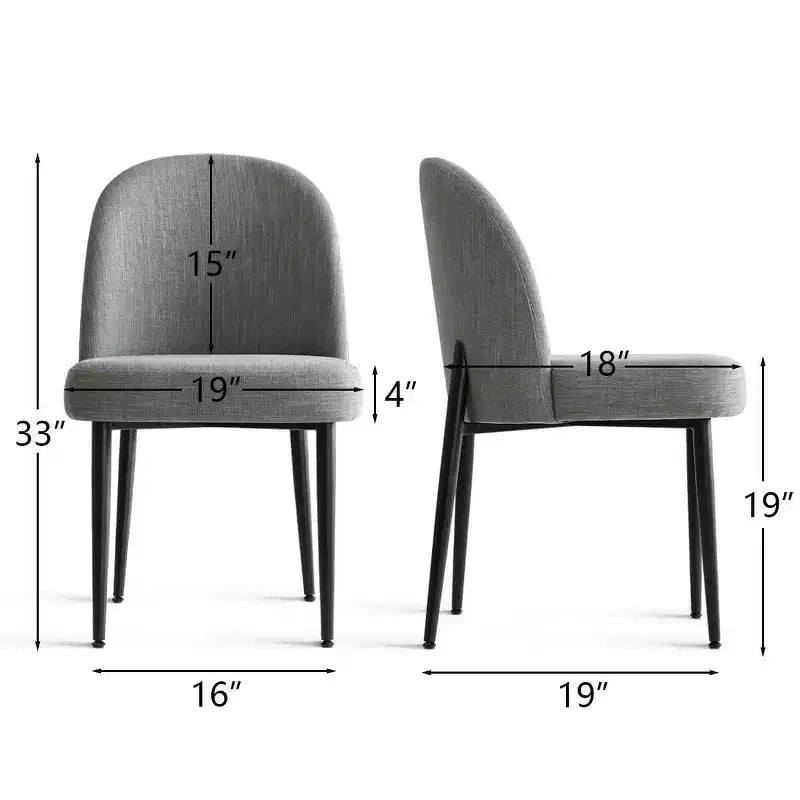 Lot de 8 chaises de salle à manger modernes en lin rembourrées, chaises d'appoint de cuisine sans accoudoirs avec pieds en métal noir pour salle à manger ou cuisine - Panipeachy