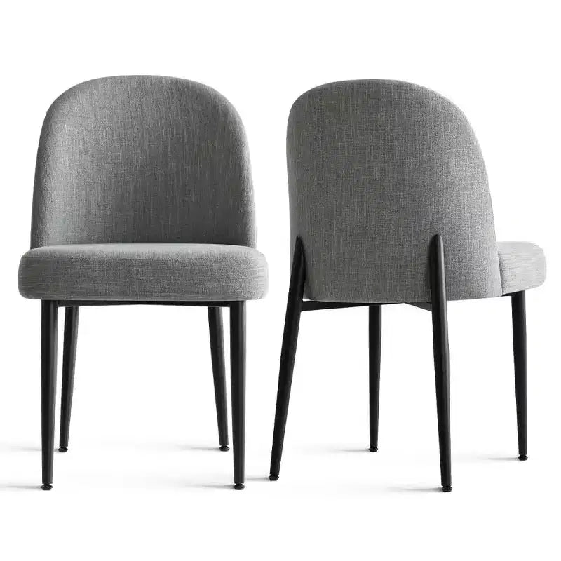 Lot de 8 chaises de salle à manger modernes en lin rembourrées, chaises d'appoint de cuisine sans accoudoirs avec pieds en métal noir pour salle à manger ou cuisine - Panipeachy