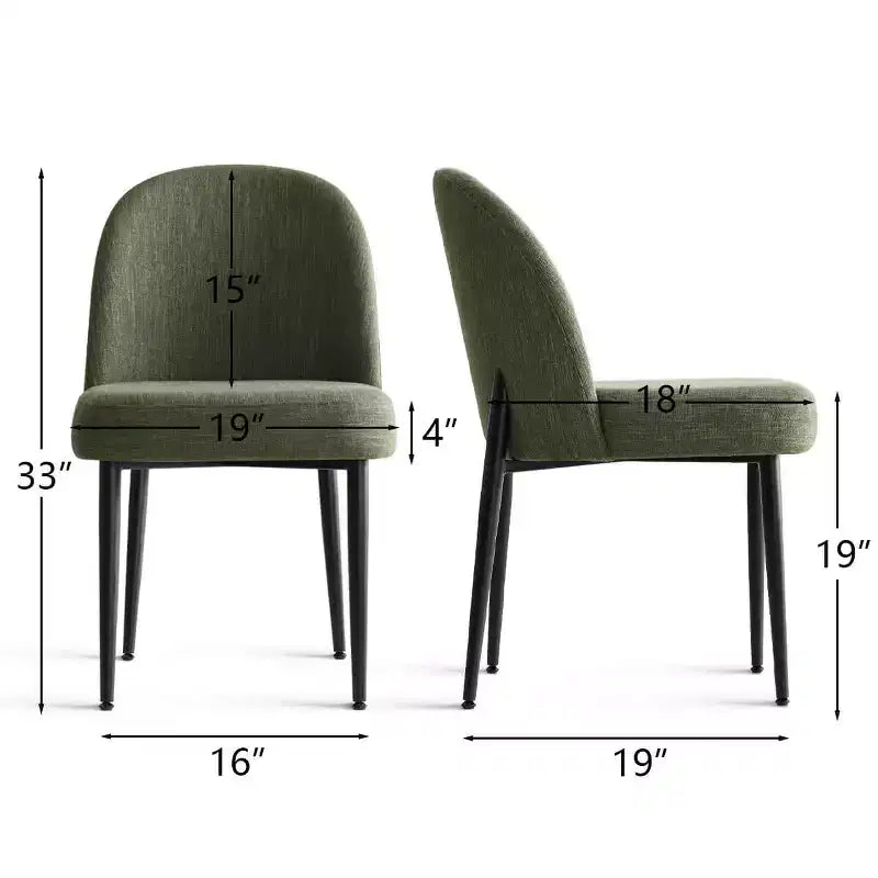 Lot de 8 chaises de salle à manger modernes en lin rembourrées, chaises d'appoint de cuisine sans accoudoirs avec pieds en métal noir pour salle à manger ou cuisine - Panipeachy