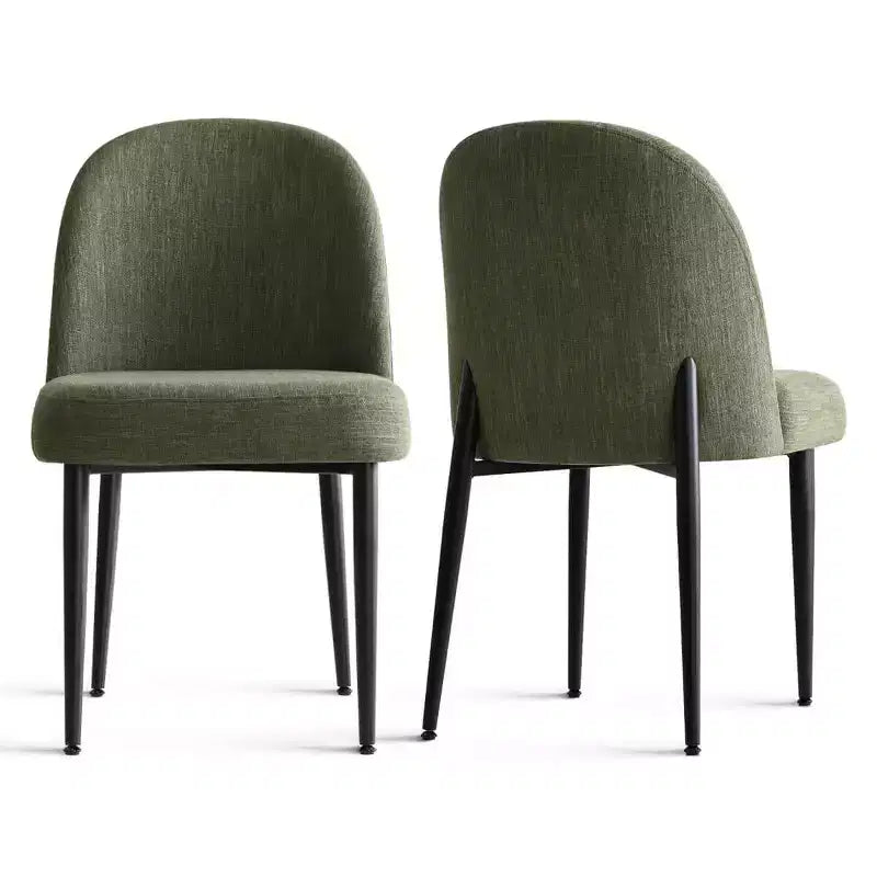 Lot de 8 chaises de salle à manger modernes en lin rembourrées, chaises d'appoint de cuisine sans accoudoirs avec pieds en métal noir pour salle à manger ou cuisine - Panipeachy