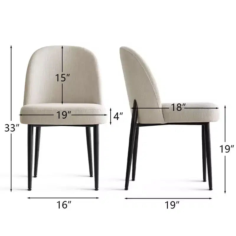 Lot de 8 chaises de salle à manger modernes en lin rembourrées, chaises d'appoint de cuisine sans accoudoirs avec pieds en métal noir pour salle à manger ou cuisine - Panipeachy