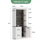 Meuble de rangement de cuisine autoportant de 71 po avec éclairage DEL, huche haute de rangement avec 2 portes et étagères réglables, garde-manger moderne pour salon