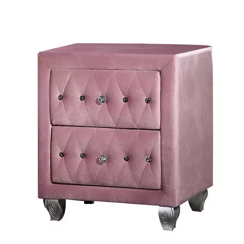 Table de chevet Royal Hampton 26 pouces, 2 tiroirs, pieds cabriolets, bois, revêtement rose