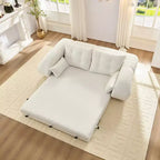 Canapé convertible, canapé pliant multifonctionnel de 199,9 cm, tissu Teddy, 4 oreillers et accoudoirs, mobilier de salon moderne pour le salon.
