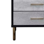 Table de chevet Royal Hampton 48 cm, style glamour, 3 tiroirs, noir, argent, or