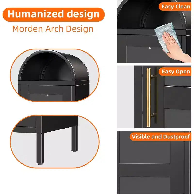 COZONY Armoire de présentation autoportante arquée, étagères en verre avec porte, bibliothèque pour salle à manger, bureau, cuisine