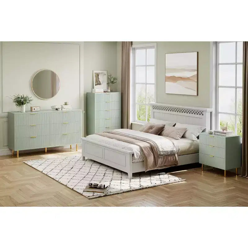 Commode moderne à 5 tiroirs pour chambre à coucher avec double commode en bois et organiseur de rangement, poignée dorée et grand tiroir, pour salon, couloir