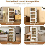 Bacs de rangement pliables COZONY avec roues, organiseurs empilables avec portes translucides pour l'organisation de la maison, du placard et de la cuisine