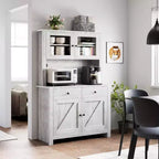 Meuble de rangement autoportant avec support pour micro-ondes, tiroirs, portes et étagères réglables, buffet de rangement pour la cuisine, la salle à manger, gris