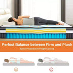 Matelas King Size, matelas King en mousse à mémoire de forme de 14 pouces en gel pour des nuits fraîches et un soulagement de la pression, sensation moelleuse moyenne avec isolation des mouvements