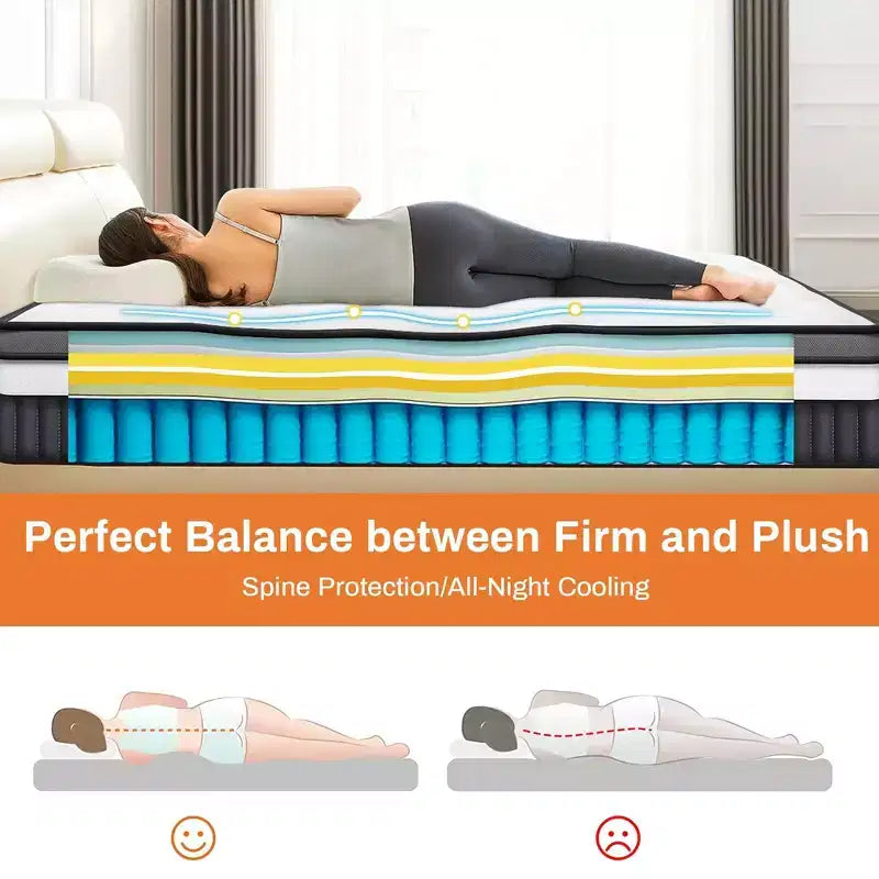 Matelas King Size, matelas King en mousse à mémoire de forme de 14 pouces en gel pour des nuits fraîches et un soulagement de la pression, sensation moelleuse moyenne avec isolation des mouvements