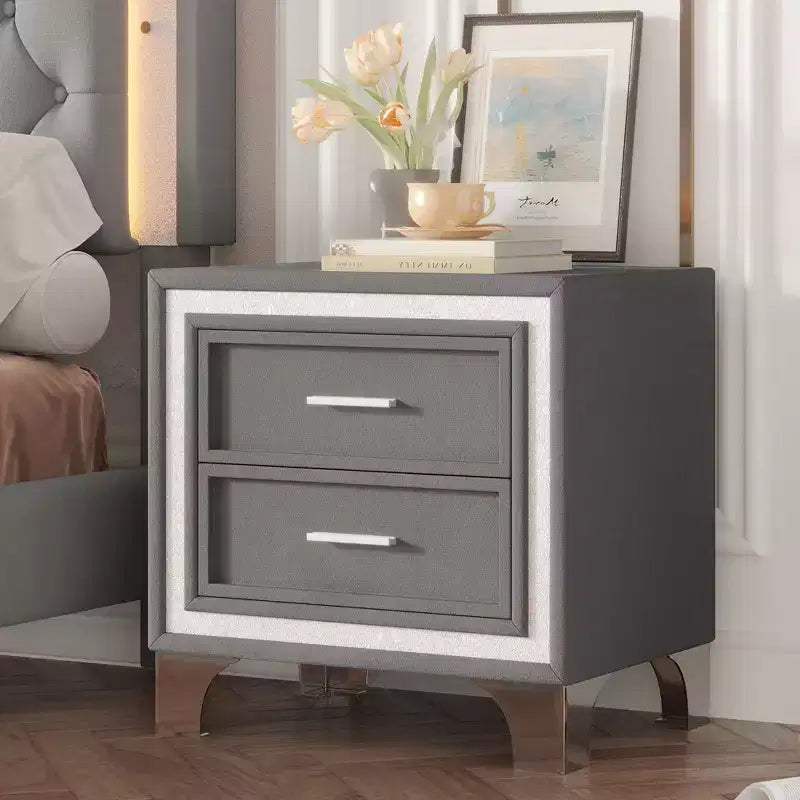 Table de chevet, Table de nuit avec tiroir, avec rangement ouvert, Table d'appoint moderne à 2 niveaux, Table de chevet pour petit espace, Salon, Chambre à coucher