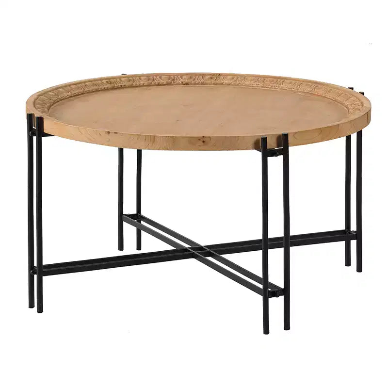 Table basse ronde GDFStudio Lavonia en bois de sapin et fer