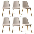 Lot de 6 chaises de salle à manger modernes rembourrées, chaises de cuisine en tissu avec pieds en métal imitation bois pour salle à manger ou coin petit-déjeuner - Panipeachy
