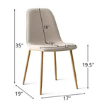 Lot de 6 chaises de salle à manger modernes rembourrées, chaises de cuisine en tissu avec pieds en métal imitation bois pour salle à manger ou coin petit-déjeuner - Panipeachy