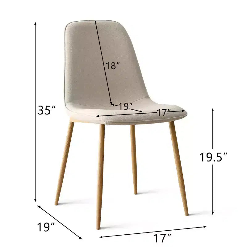 Lot de 6 chaises de salle à manger modernes rembourrées, chaises de cuisine en tissu avec pieds en métal imitation bois pour salle à manger ou coin petit-déjeuner - Panipeachy