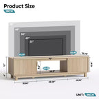Meuble TV Bestier 178 cm pour téléviseurs jusqu'à 75'', Console TV moderne avec 2 armoires et une étagère centrale ouverte, 2 consoles multimédia avec passe-câbles
