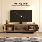 Meuble TV Bestier 178 cm pour téléviseurs jusqu'à 75'', Console TV moderne avec 2 armoires et une étagère centrale ouverte, 2 consoles multimédia avec passe-câbles