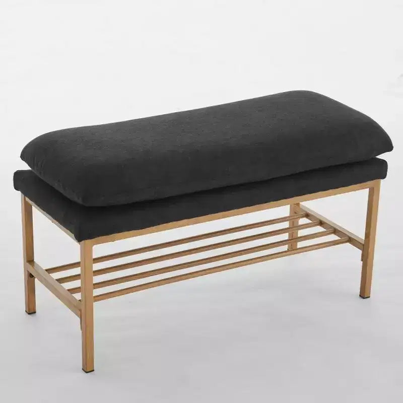 Banc à chaussures de rangement Homy Casa rembourré avec cadre en métal et étagère inférieure pour entrée, noir