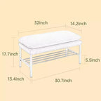 Banc à chaussures de rangement Homy Casa rembourré avec cadre en métal et étagère inférieure pour entrée, noir