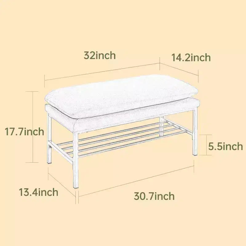 Banc à chaussures de rangement Homy Casa rembourré avec cadre en métal et étagère inférieure pour entrée, noir