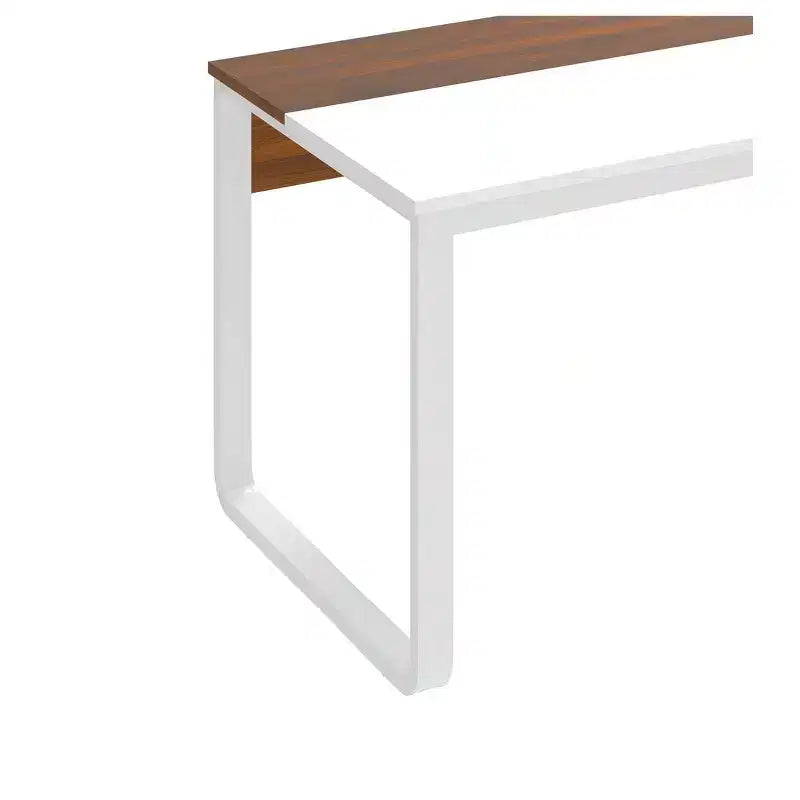 Bureau en L de 180 cm avec tiroirs, bureau de direction avec classeur, bureau d'angle avec étagère pour bureau à domicile, blanc et noyer