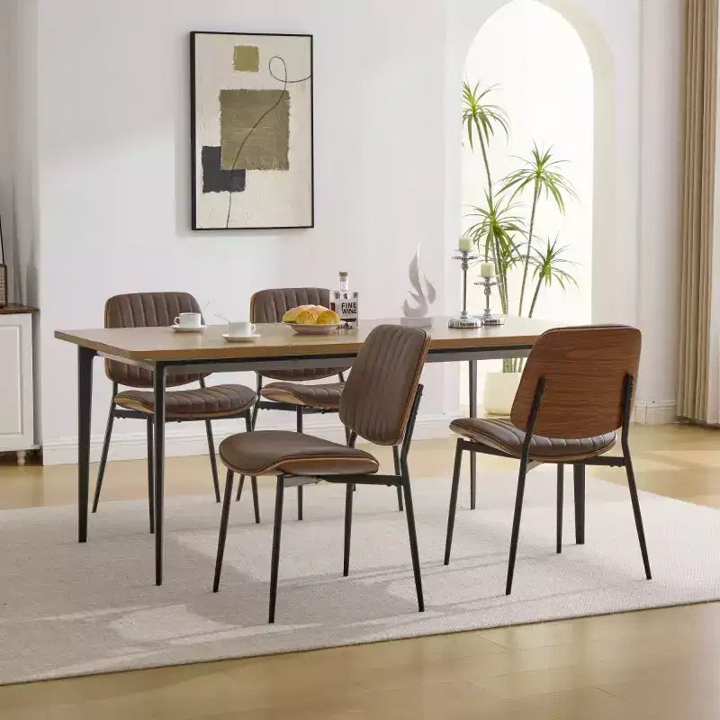 Chaise de salle à manger capitonnée Mid-Century Modern avec dossier incurvé et pieds en métal, sièges de cuisine et de salle à manger - Panipeachy