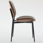 Chaise de salle à manger capitonnée Mid-Century Modern avec dossier incurvé et pieds en métal, sièges de cuisine et de salle à manger - Panipeachy