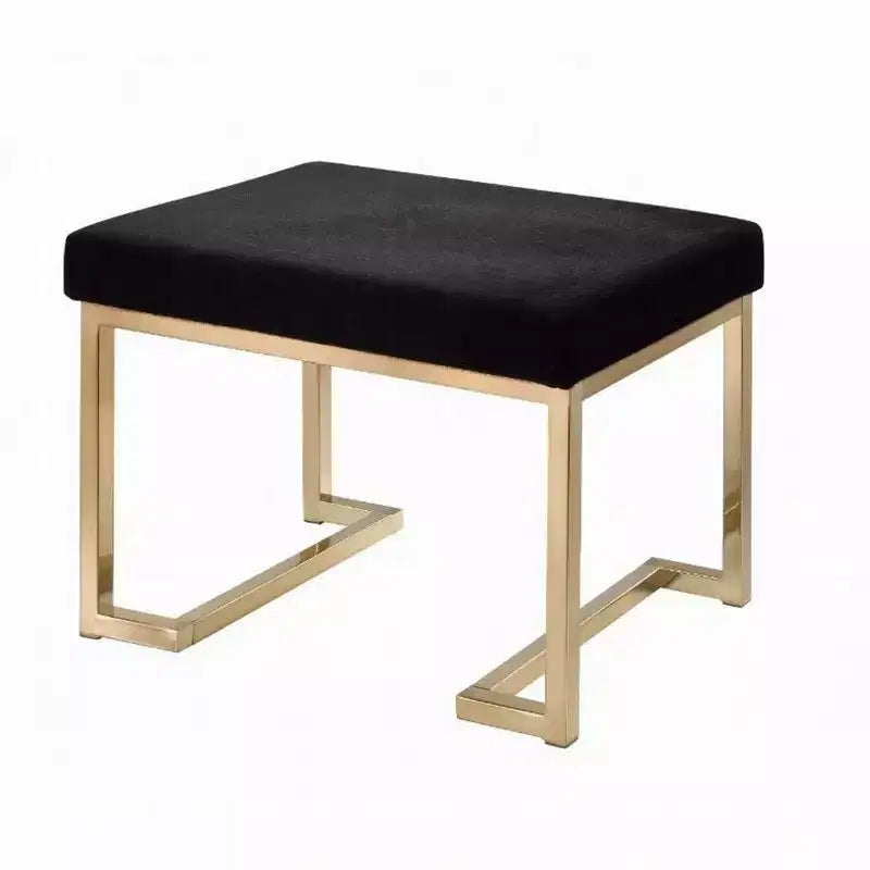 Pouf Royal Hampton, tissu noir et or