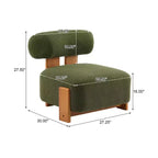 Fauteuil d'appoint moderne sans accoudoirs Okak Boucle avec dossier roulé, fauteuil de lecture en bois massif pour salon, chambre à coucher