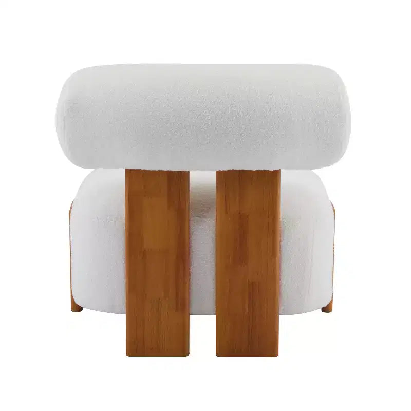 Fauteuil d'appoint moderne sans accoudoirs Okak Boucle avec dossier roulé, fauteuil de lecture en bois massif pour salon, chambre à coucher