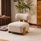 Fauteuil d'appoint moderne sans accoudoirs Okak Boucle avec dossier roulé, fauteuil de lecture en bois massif pour salon, chambre à coucher