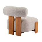 Fauteuil d'appoint moderne sans accoudoirs Okak Boucle avec dossier roulé, fauteuil de lecture en bois massif pour salon, chambre à coucher