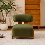 Fauteuil d'appoint moderne sans accoudoirs Okak Boucle avec dossier roulé, fauteuil de lecture en bois massif pour salon, chambre à coucher