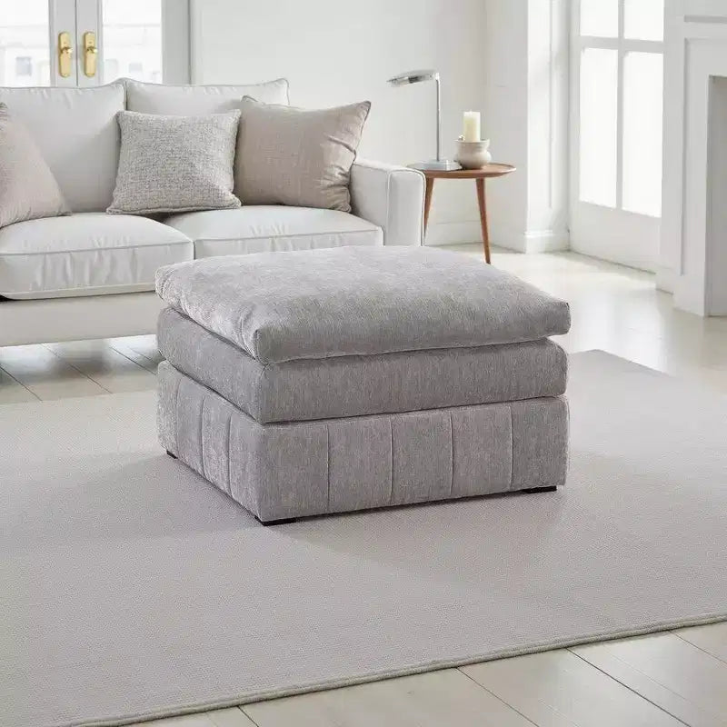 Royal Hampton 33 Inch Modular Ottoman, Three Layer Plush Cushioned Seat, Gray